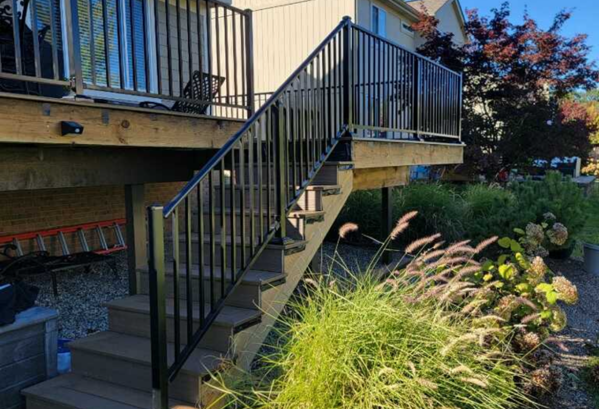 Outdoor stair railing in Clarkston Michigan